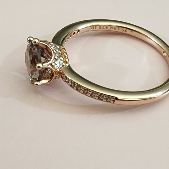 Pink Sparkling Crown Solitaire Ring size 56 - Picture 3 of 8